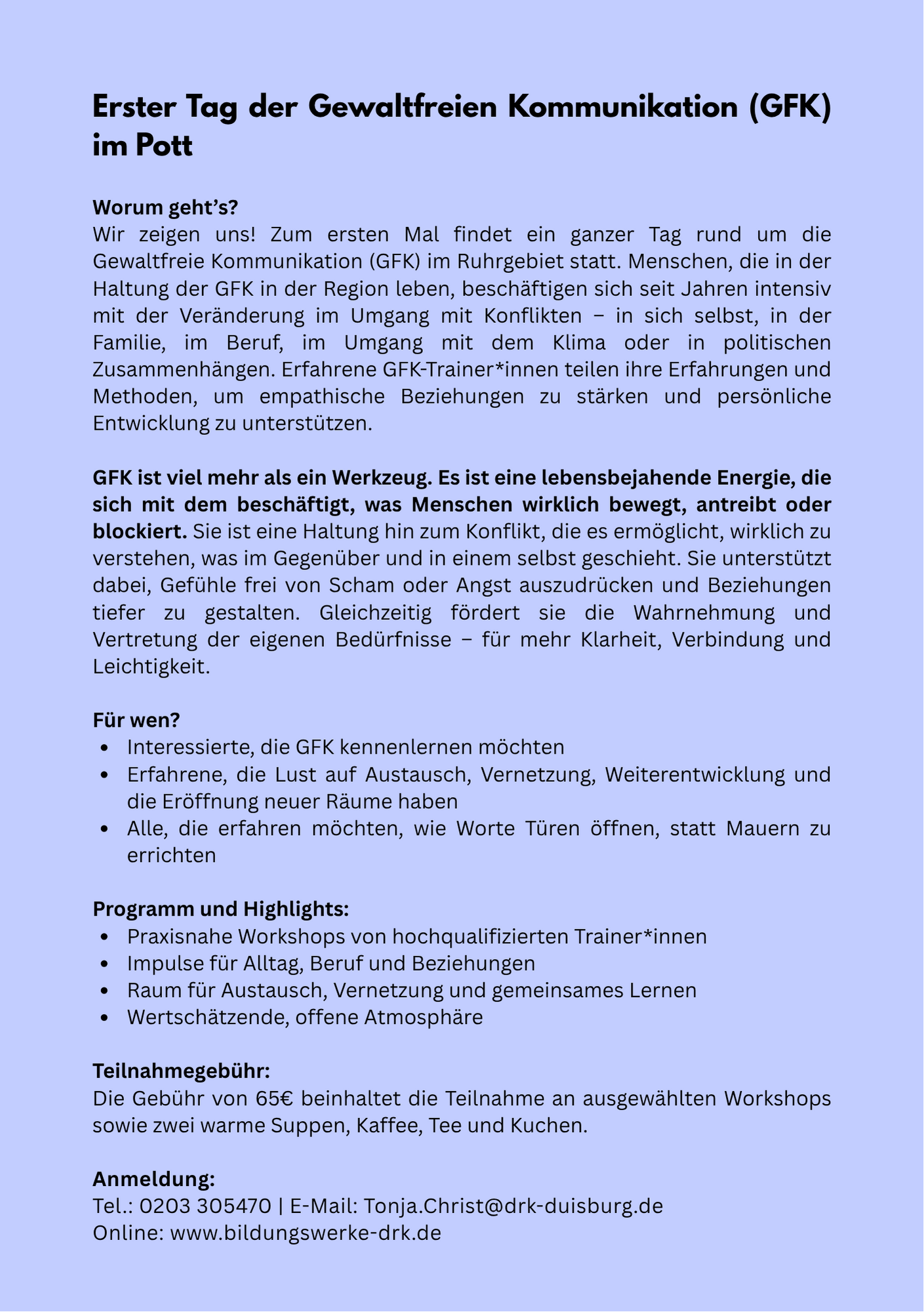 Veranstaltungsflyer Rückseite: GFK im Pott